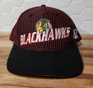 Vntg Chicago Blackhawks Logo Athletic VelcroBack Grid Hat - Picture 1 of 4