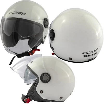 Jethelm Roller Motorrad Helm Zugelassen ECE2205 Langes Visier Sonnenblende Weiß - Bild 1 von 4