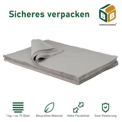BB-VERPACKUNGEN® Packseide 5 kg grau 75 x 50 cm flexibel schützend recycelbar Seidenpapier