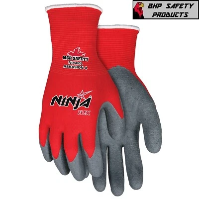 Ninja Flex N9680 Red Nylon Shell 15 Gauge Gray Latex Palm Coated Work Gloves - Image 1 of 4