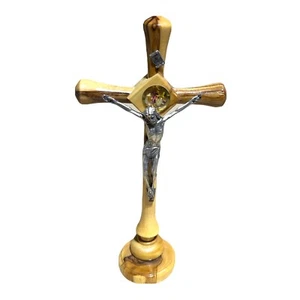 Olive wood cross crucifix hand carved in Bethlehem With Incense Holy Land 9” H - Picture 1 of 5