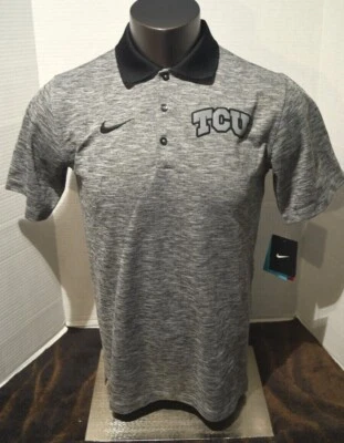 NEW Nike TCU Horned Frogs - Gray/Black Polyester Polo Shirt (Multiple Sizes) NWT - Image 1 of 4