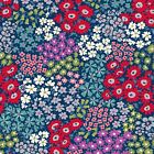 Frühlingsblumen - blau rot lila grün Blumenmuster - Kosmo Japan Baumwolle Oxford Fabri