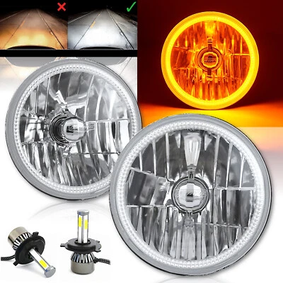 Par de bombillas LED 7" ámbar SMD halo ojo de ángel 6000K para Jeep Wrangler 76-17 Foto 1 de 4