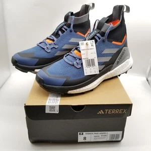 Adidas Men TERREX Free Hiker 2 Hiking Shoe Size 8 Mid Blue Orange Lace Up - Picture 1 of 7