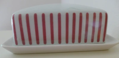 MELITTA ZÜRICH JUPP ERNST Streifen ROT große Butterdose TOP 1-250 Butterglocke - Bild 1 von 4