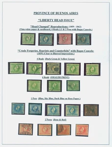 ARGENTINA 1859-1862 Buenos Aires "CABECITAS" - REPRINTS & COUNTERFEITS study - Picture 1 of 1
