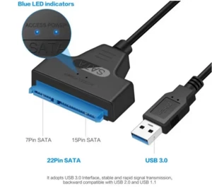 USB ADATTATORE CONNETTORE PER DISCHI SATA USB 3.0 2.0 SSD HDD - Foto 1 di 7