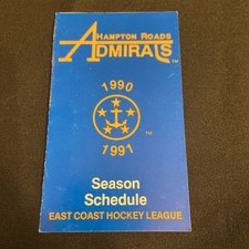 1990/1991 Hampton Roads admirals east coast hockey league pocket schedule