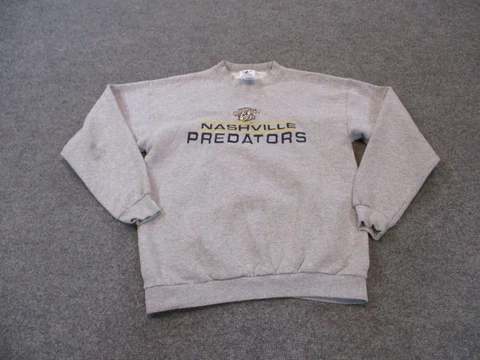 Vintage Nashville Predators Sweatshirt Adult M Gray Spell Out Logo Pullover Mens Cover