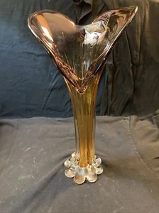 ENORME jarrón elegante de vidrio soplado arte abstracto Davco Silver Ltd 15” lavanda y ámbar - Imagen 1 de 11