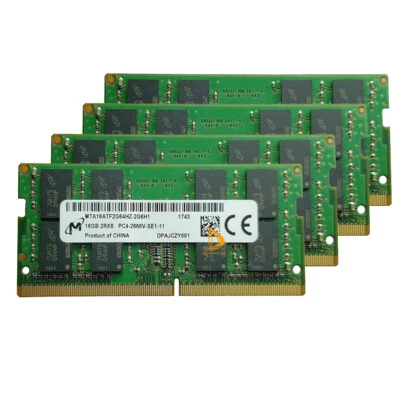Micron 4x 16GB 2RX8 DDR4 RAM 2666V PC4-21300S CL19 266PIN SODIMM Laptop Memory - Image 1 of 4