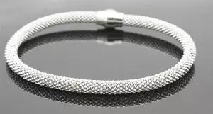 Massives 925 Sterling Silber Flexibler Magnet Unisex und Damen Armband Schmuck - Bild 1 von 1