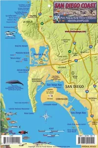 San Diego Coast California Waterproof Dive Map & Fish Card Franko Maps - Imagen 1 de 2