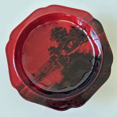 Royal Doulton  Rare Red & Black serving bowl-Scalloped Edge -Collectable - image 1 of 4