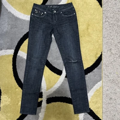 L.A. Idol USA Distressed Skinny Women's Bootcut Jeans Size 5 29x31.5 (29x31) Low - Image 1 of 4