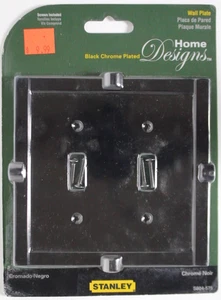 Stanley Stahl schwarz verchromt Doppelschalter Wandplatte S804-575 RABATT #94d - Bild 1 von 2