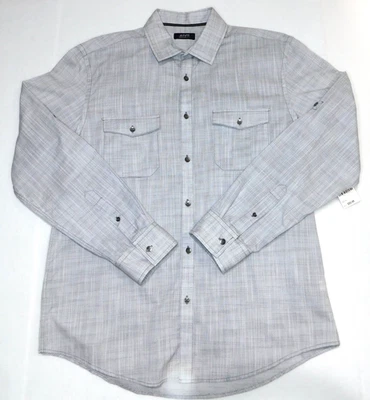 Camisa Mediana Alfani Para Hombre Teniente Gris A Cuadros Manga Larga Bolsillo Abotonado Nueva con Etiqueta Foto 1 de 4