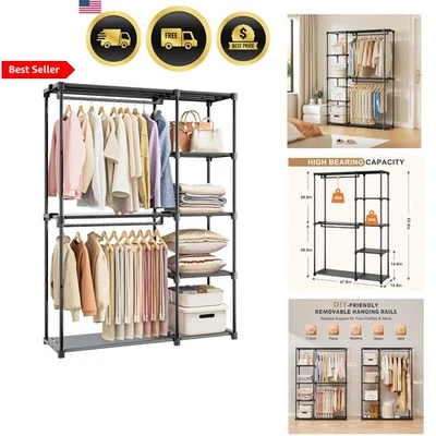 便携式衣柜收纳架衣服架储物架带置物架 — 第 1/4 张图片