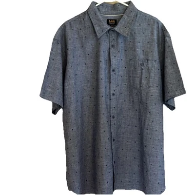 Lee Men’s Shirt Nautical Inspired Blue Short Sleeve Button Sz 2XB (Big/Tall) NWT - Image 1 of 4