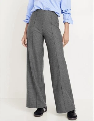Old Navy NWT size Small Petite Pixie Wide Leg Pants Houndstooth Pull On Hi Rise - Image 1 of 4