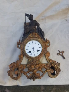 Antique c.1850 Japy French Spelter & Marble Mantel Clock in need of restoration - Picture 1 of 10