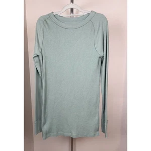 We the Free People Thermal Sage Green Thumbhole Crewneck Long Sleeve Shirt Large - Picture 1 of 5
