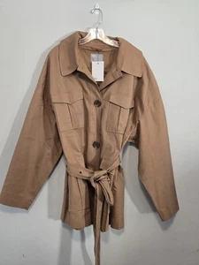 ASOS Neu mit Etikett Oversize Utility warme karamellfarbene Baumwolljacke Größe 14 ScandiStyle gefüttert - Bild 1 von 8