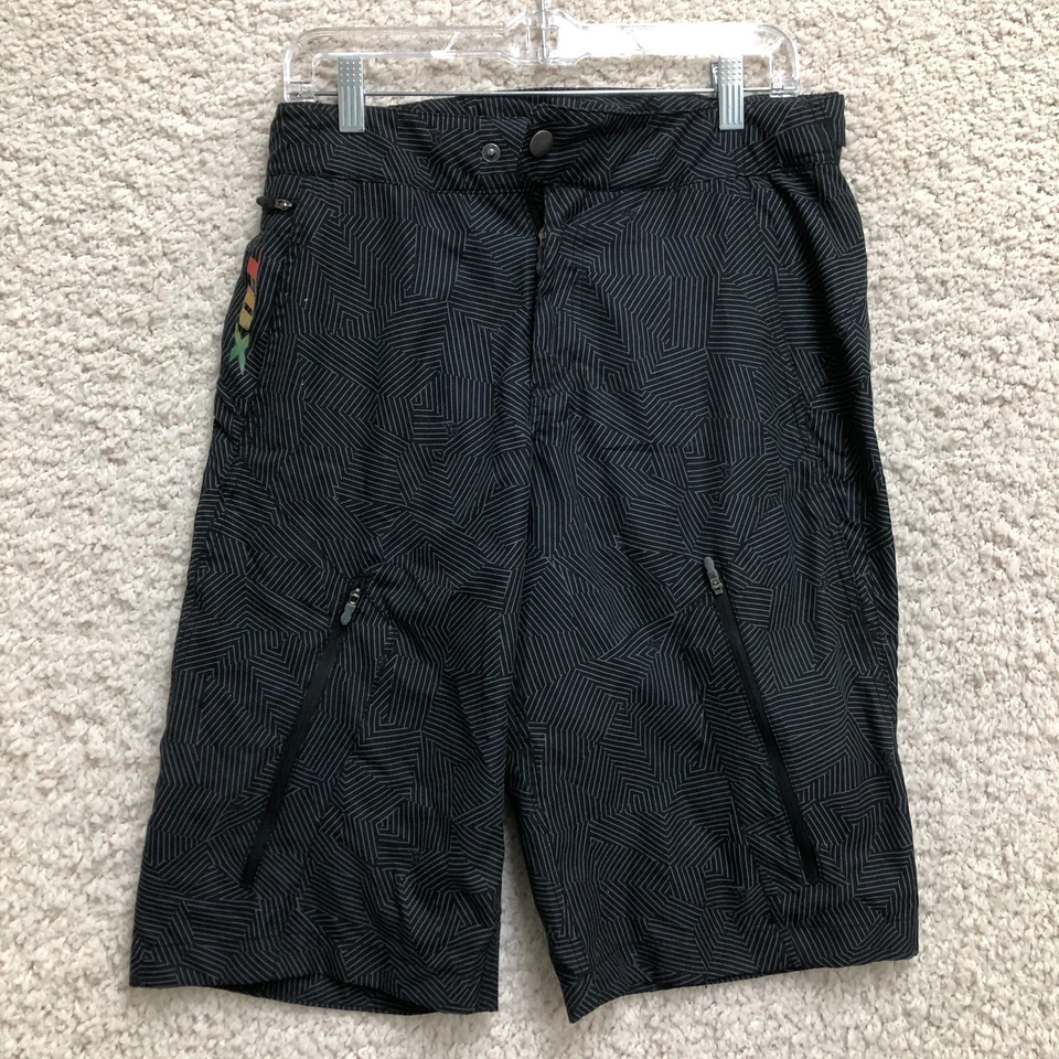 Fox Racing 短裤 30 男式灰色条纹拉链口袋斜纹布平底休闲标志 — 第 1/4 张图片