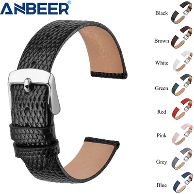 ANBEER Genuine Leather Watch Strap10mm12mm14mm16mm18mm20mm Women's Watch Band - Image 1 of 4