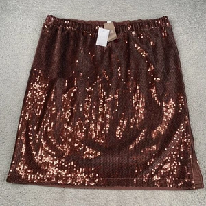 J. Jill Midi Skirt Womens 2X Burgundy Sequin Pull On Stretch Waist NEW NWT - Foto 1 di 13