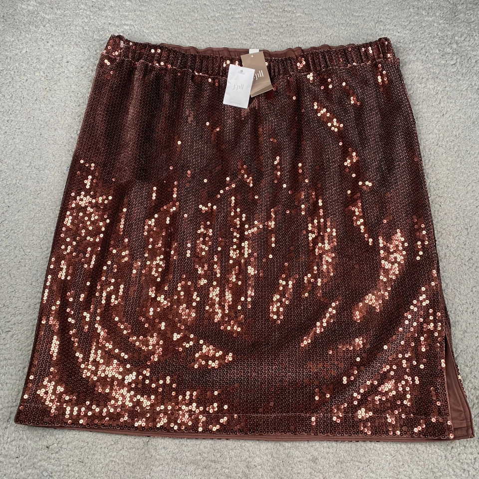 Falda Midi J. Jill Mujer 2X Borgoña Lentejuelas Pull On Cintura Elástica NUEVA NUEVA CON ETIQUETAS Foto 1 de 4