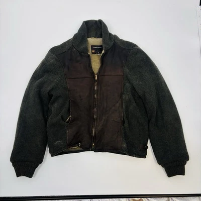 True Vintage 60s Towncraft Jacket Men’s Xl Full Zip Sherpa Lined Leather Wool - Image 1 of 4