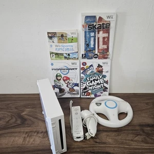Nintendo wii  bundle wii sports Mairo Kart 4 Games Wheel Console Remote  - Picture 1 of 11