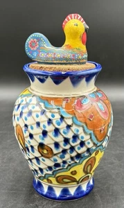 Barattolo ceramica vintage Talavera 9,5” vaso zenzero fatto a mano dipinto a mano Messico unico top - Foto 1 di 8