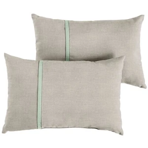 Sorra Home Sunbrella Solid Pillow Set, 12 in x 18 in, Silver Grey & Light Spa... - Picture 1 of 4