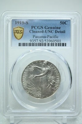 1915-S Panama-Pacific Commemorative Half Dollar PCGS UNC Detail Cleaned #0501 - Image 1 of 4