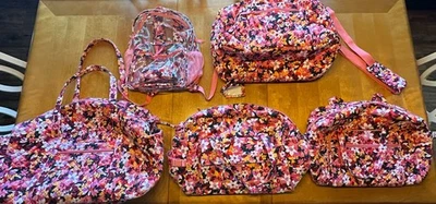 Vera Bradley 6pc Luggage Set Pink Floral Duffel Tote Backpack Umbrella - Image 1 of 3
