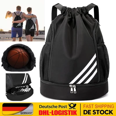 Turnbeutel Sportbeutel Schuhbeutel Basketball Beutel Tasche Wasserdicht Schwarz - Bild 1 von 4