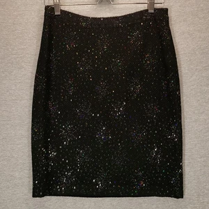 Falda St John Couture para mujer 6 lentejuelas negras con cuentas lápiz noche fiesta - Imagen 1 de 11