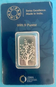 Mmtc Pamp Tree of Life or Banyan Tree 10 grams Silver Bar 999.9 Fine Silver - Picture 1 of 2