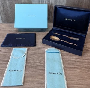 Tiffany & Co Elsa Peretti Padova Sterling Silver Baby Set Fork and Spoon 4 1/8" - Picture 1 of 11