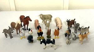 21 Bauernhoftiere Hartplastik Tierfiguren Kuh Schwein Hahn Ziege - Bild 1 von 1