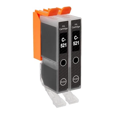 2 Black (CLI) Ink Cartridges to replace Canon CLI-521Bk Compatible for PIXMA - Image 1 of 4