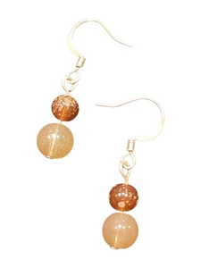 Handmade Glass & Crystal Earrings, Simple Assorted Colors - Browns - Picture 1 of 6