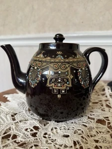 Gibson & Sons Teapot Brown Art Deco 1930s Vintage Boho Ceramic England - Foto 1 di 8