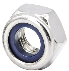 15 Stück M24 x 3 Nylon Einsatz Sechskant Sicherungsmuttern, 316 Edelstahl, Silber & Blau - Bild 1 von 1