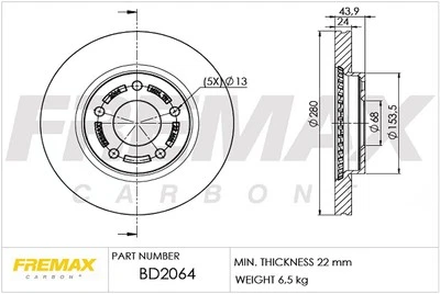 Fremax BD-2064 Brake Disc for Nissan - Image 1 of 3