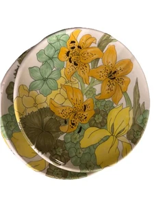Ernestine Salerno Salad Dessert Plates 7 Orange Lily 912 Italy Signed 6.5" - Picture 1 of 3