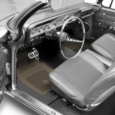 For Chevy C30 75-78 OER FP72017 1st Row Fawn Rubber Floor Mats w Bowtie Logo Foto 1 de 2